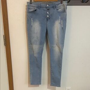 VIP Light Blue Distressed Ankle Jeans size 13/14